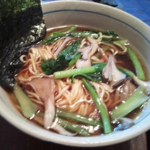 あったまる♪チンゲンサイとマイタケのラーメン♪